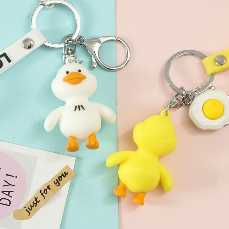 3D Cartoon Duck Soft PVC Keychain Key Holder